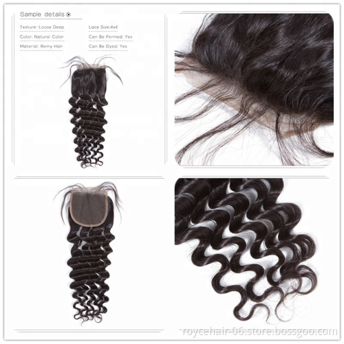 Free Part Natural Brazilian Hair Bundles 4x4 Lace Closure Curly Weave Remy Closure Piece With Baby Hair